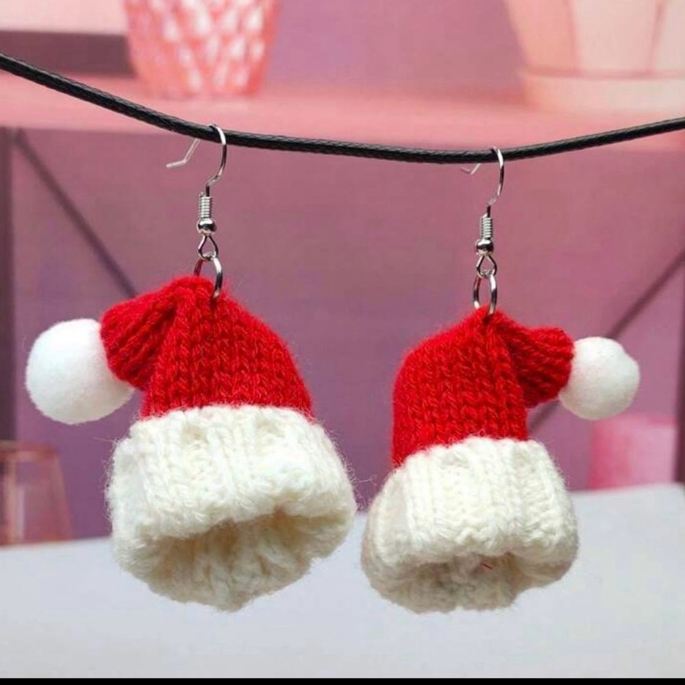 Charming Red and White Santa Hat Earrings